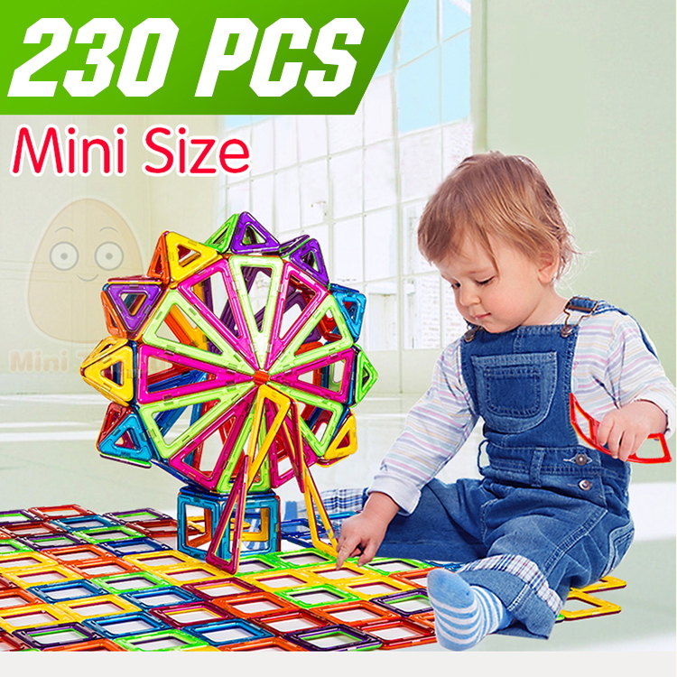 Mini Magnetic Designer Construction Set Model Building Toy Plastic Magnetic Blocks Educational Toys 230Pcs