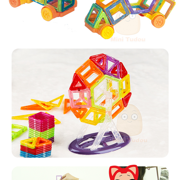 Mini Magnetic Designer Construction Set Model Building Toy Plastic Magnetic Blocks Educational Toys 230Pcs
