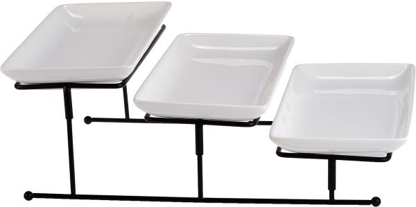 Nova 3 Piece Rectangular Plate With Stand #Hj18606