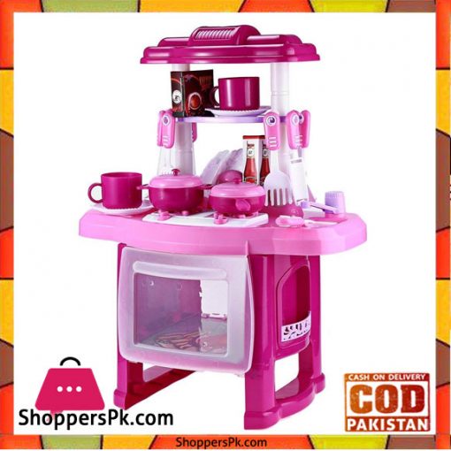 Robolife Kids Kitchen Cookware Pretend Play Toy Set with Music Light for Kids 3 Pink