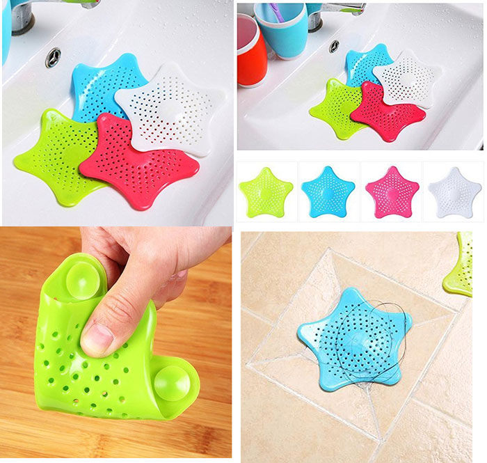 Starfish Hair Catcher No Slip Suction Cups Drain Cover 1 Pcs
