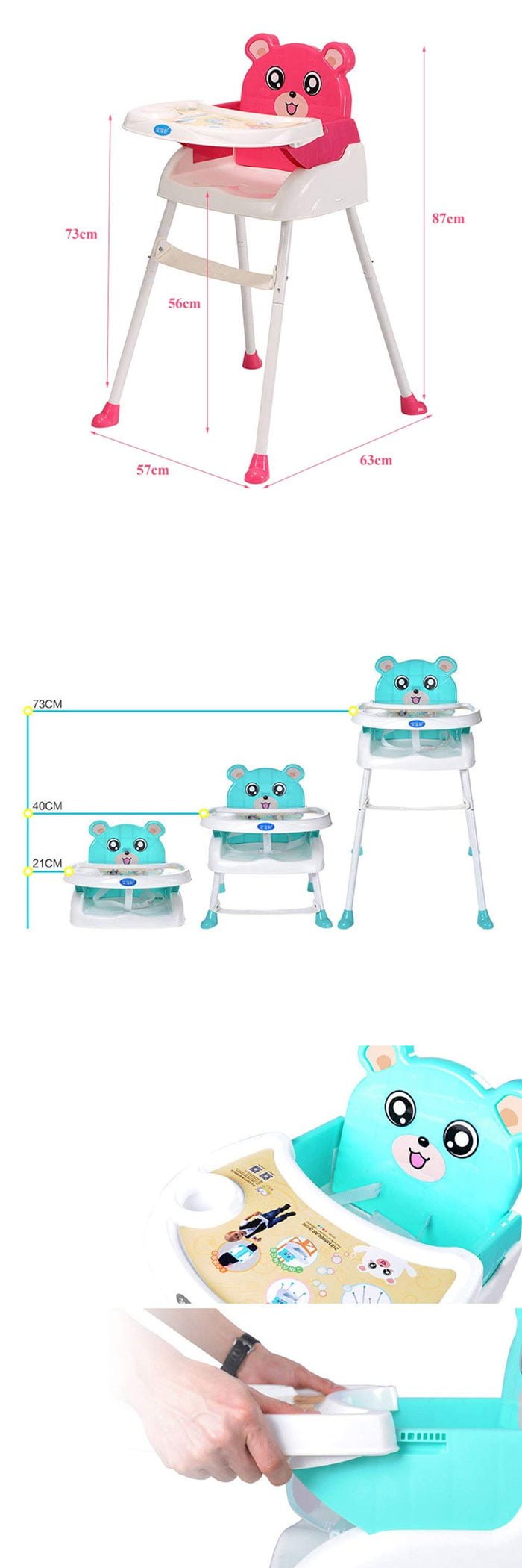 4 In1 Baby High Chair Convertible Toddler Table Seat Booster Infant Feeding Chair