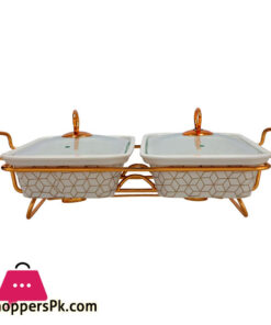 Brilliant Twin Rectangular Casserole Serving Food Warmer Dish  - BR0151