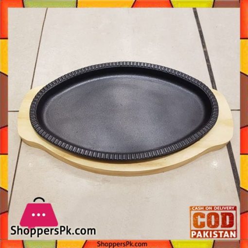 Cast Iron Sizzler Plate With Wooden Base 22-CM