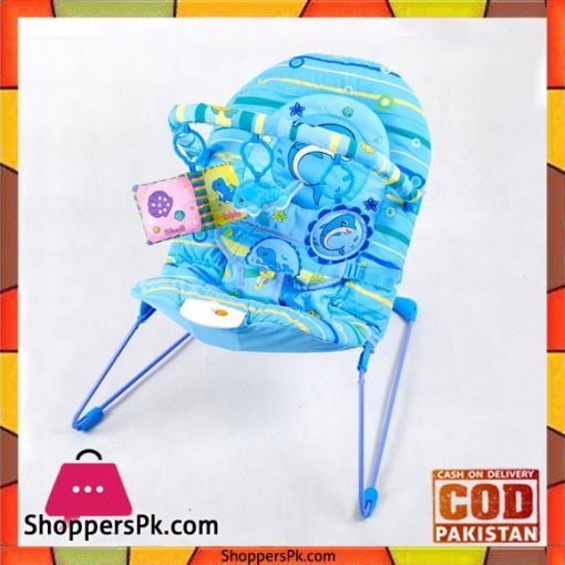 LA-DI-DA Musical Melodies Soothing Vibration Baby Bouncer Recling Chair with 3 Hanging Toys