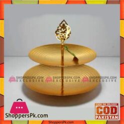 Queen Silverware 2Tier Hold Round Golden - QS0015