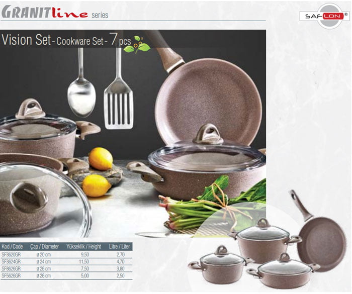 Saflon Granite Cookware Set - 7 Pcs Turkey Made 5 Saflon Granite Cookware Set - 7 Pcs Turkey Made
