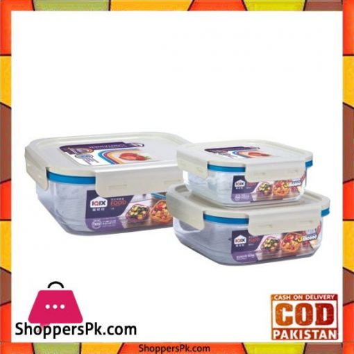 Square Airtight Food Containers Three Piece