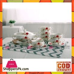 Traditional Floral Print Soup / 21 Pcs Dessert Set