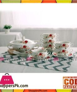 Traditional Floral Print Soup / 21 Pcs Dessert Set