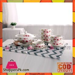 Traditional Floral Print Soup / 21 Pcs Dessert Set