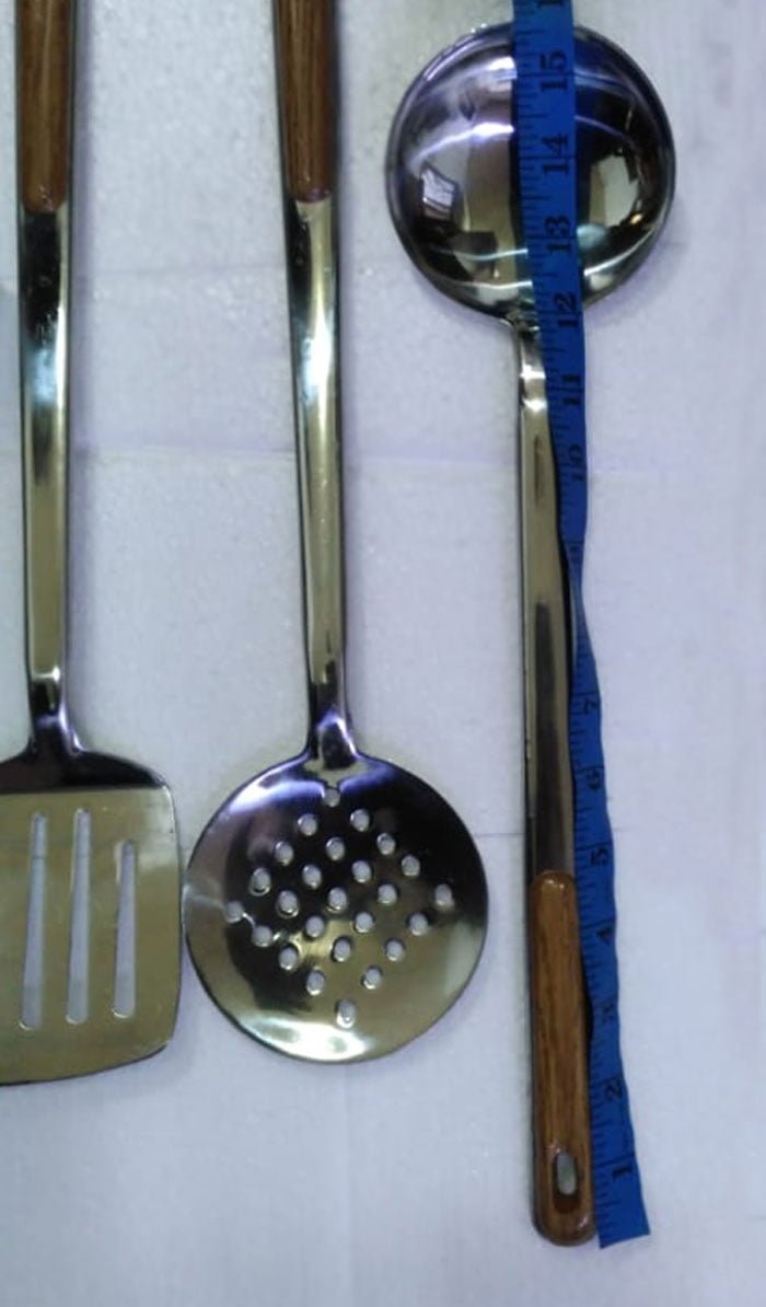 4 Pcs Stainless Steel Wood Handle Cooking Spoons