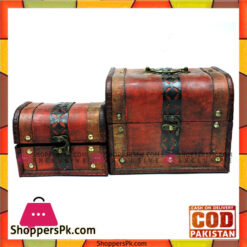 2pcs Wooden Jewellery Box Stamp Flower Small Metal Lock