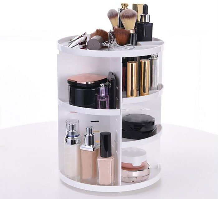 360 Degree Rotating Cosmetic Organizer Jewellery Box Lipstick Holder