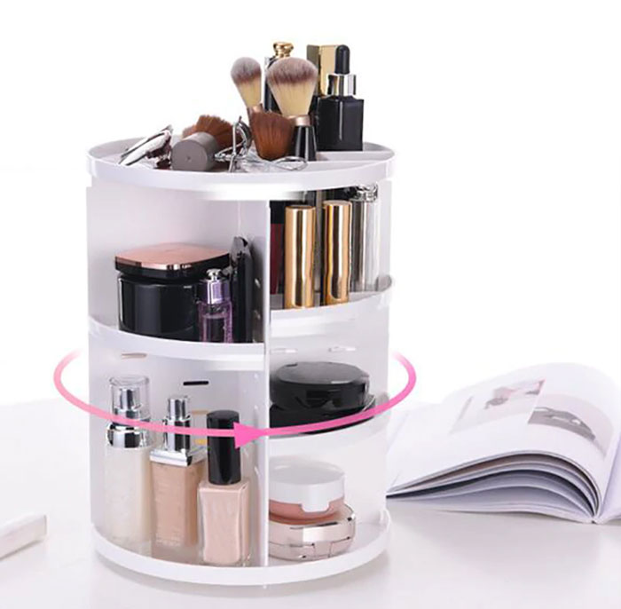 360 Degree Rotating Cosmetic Organizer Jewellery Box Lipstick Holder
