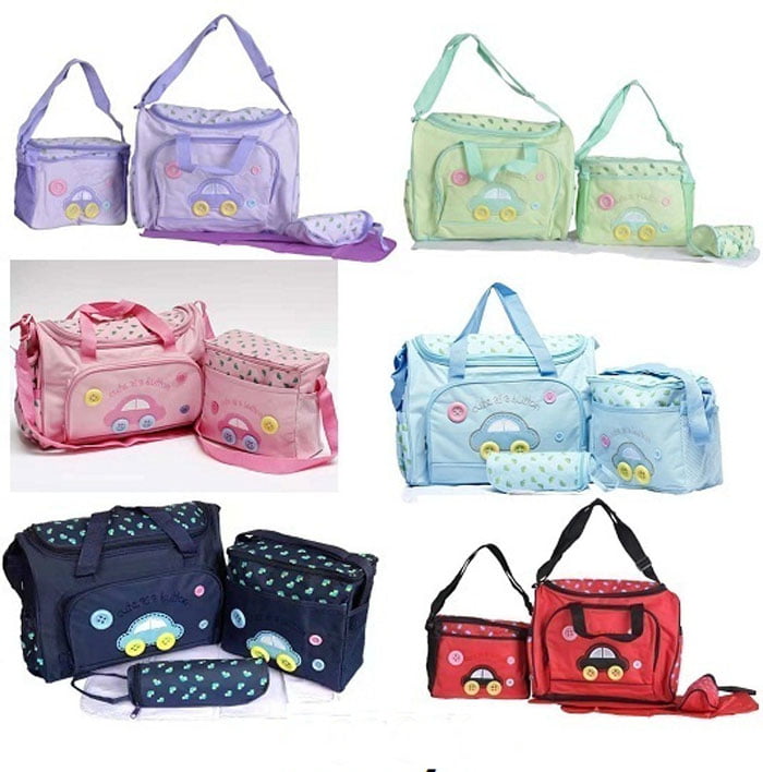 4 Pcs Car Printing Mother Bag Multifunctional Baby Diaper Bag Set Nursing Diaper Bag For Portable Mom Organizer