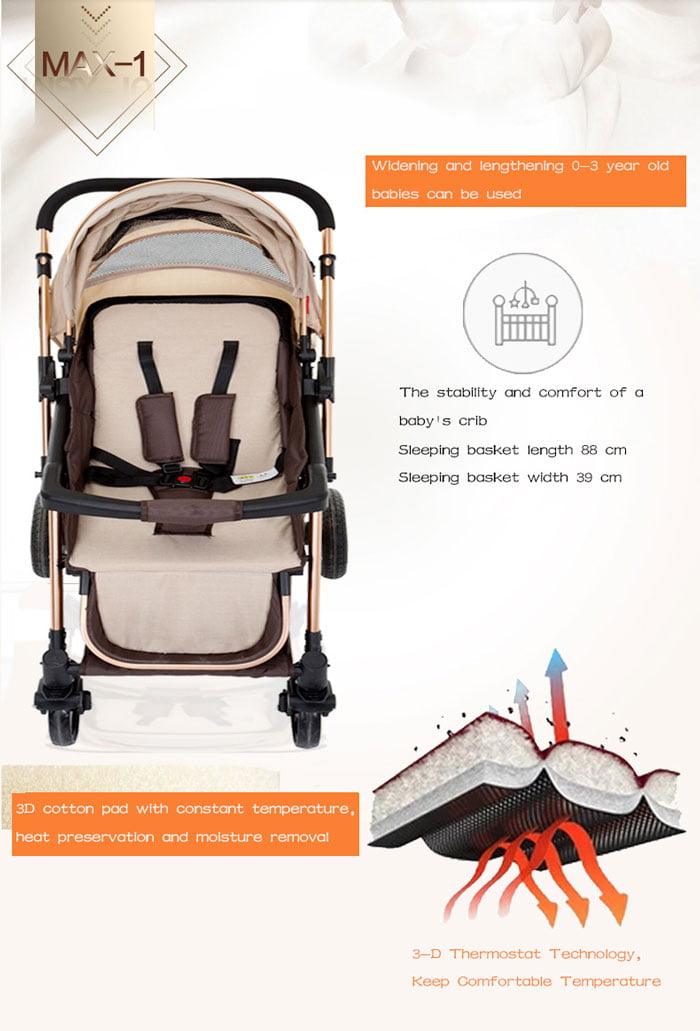 Baby Carriage Fold Design Convertible Baby Carriage Portable Baby Strollers