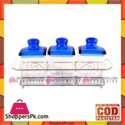 Fine Collection 3 Pcs Sq Jar W/Tray - Bh0013Ac - Made in Taiwan