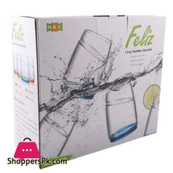 Fine Collection Feliz 12Oz Tumbler Set Of 6 Taiwan Made - Bg-12-6*1 - Made In Taiwan