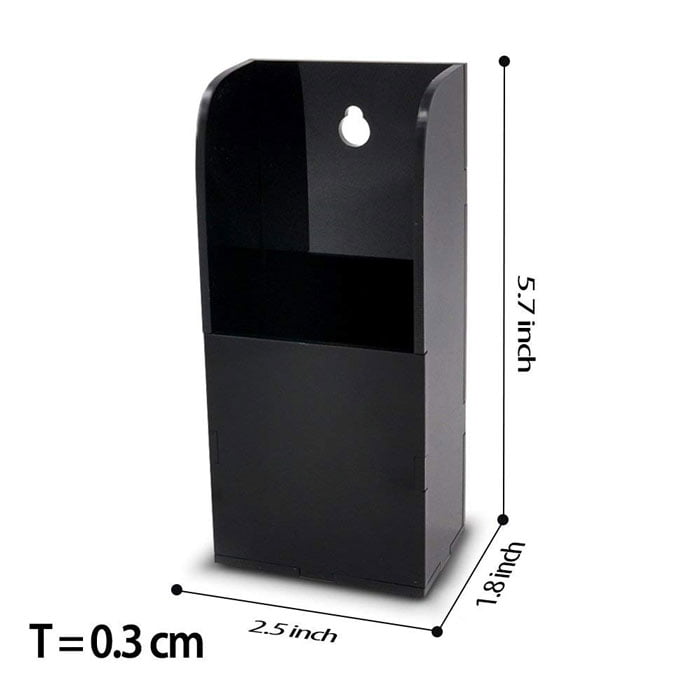 Remote Control Holder Wall Mount Media Organizer Box 3T Acrylic Plastic Black 01