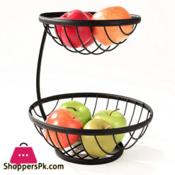  2-Tier Server Fruit Basket Bowls Black