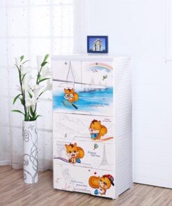 PLASTIC 4+2 DRAWER BLUE/WHITE/PINK AROUND THE WORLD 2657