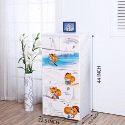 Plastic 4+2 Drawer Blue/White/Pink Around The World 2657