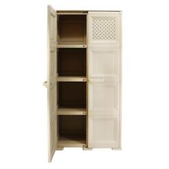 4 Layers Cupboard Wood Rattan 78331