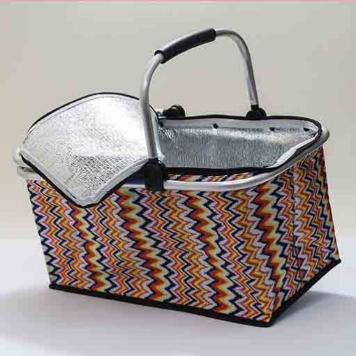 COLLAPSIBLE FOLDING INSULATED PICNIC BASKET WITH ALUMINUM FOIL