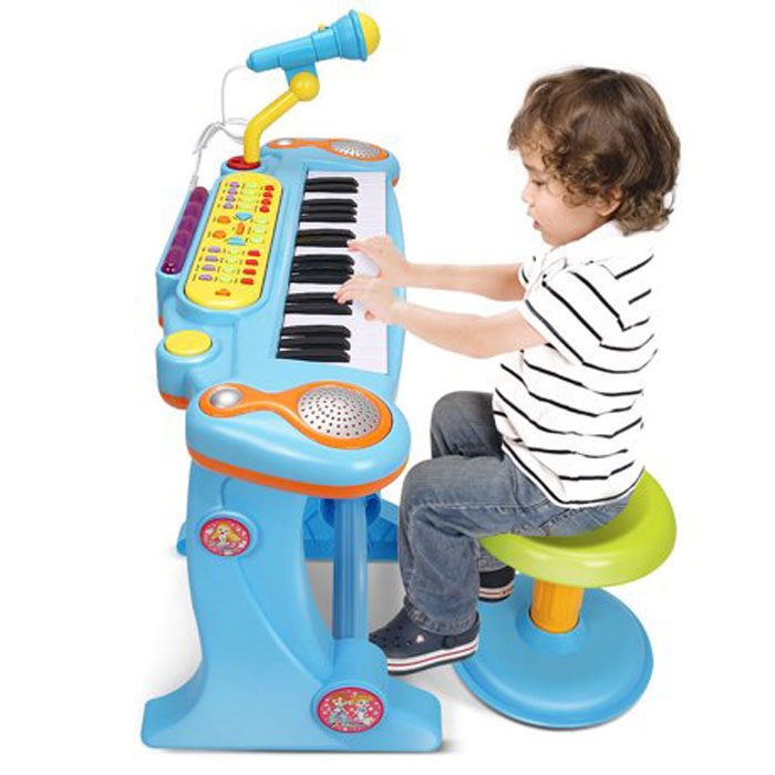 37 Key Kids Electronic Keyboard Mini Piano Microphone And Stool