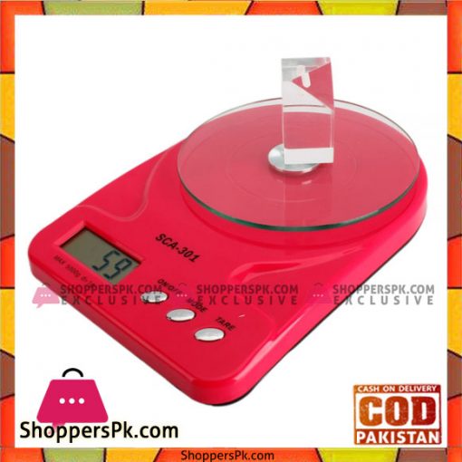 5Kg x 1g Glass Tray LCD Kitchen Digital Scale Red SCA-301