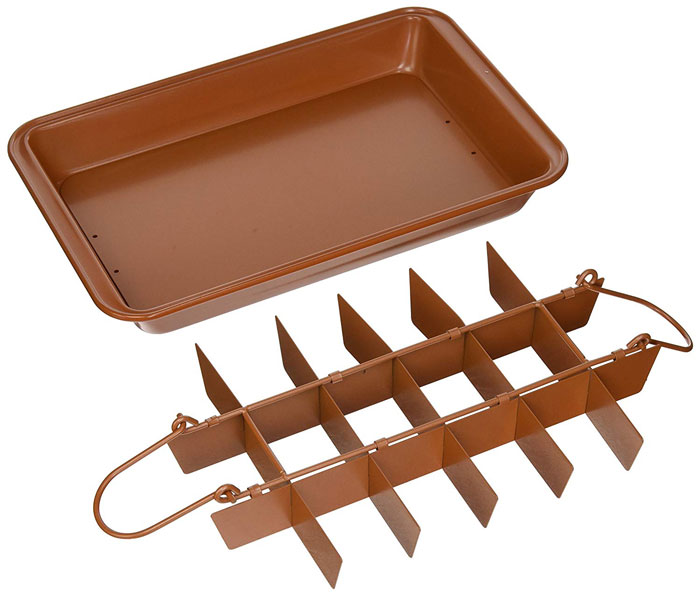 Brooklyn Brownie Copper By Gotham Steel Nonstick Baking Pan With Built-In Slicer