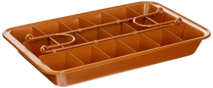 Brooklyn Brownie Copper By Gotham Steel Nonstick Baking Pan With Built-In Slicer