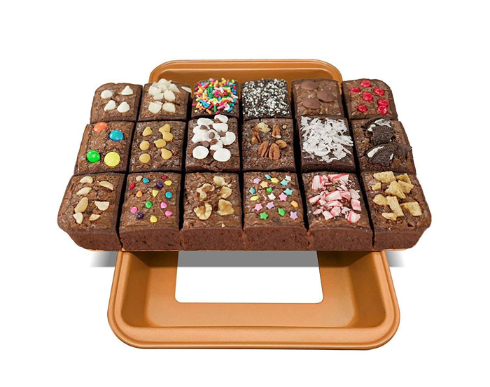 Brooklyn Brownie Copper By Gotham Steel Nonstick Baking Pan With Built-In Slicer