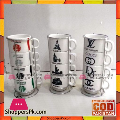 Ceramic Espresso Cups Set Tower 4 Pcs