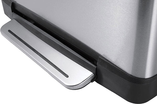 Eko E-Cube 20 Liter Slim Silver Steel Kitchen Step On Foot Pedal Waste Rubbish Dustbin