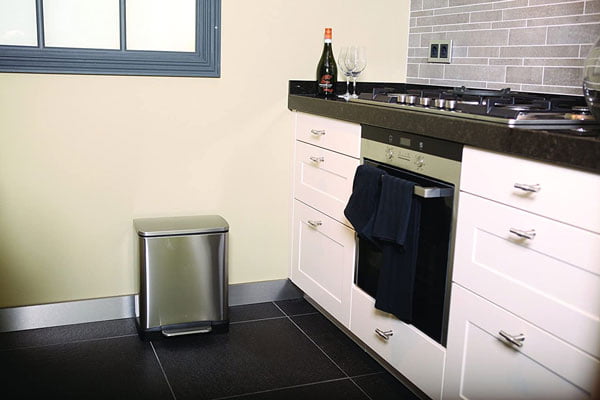 Eko E-Cube 20 Liter Slim Silver Steel Kitchen Step On Foot Pedal Waste Rubbish Dustbin