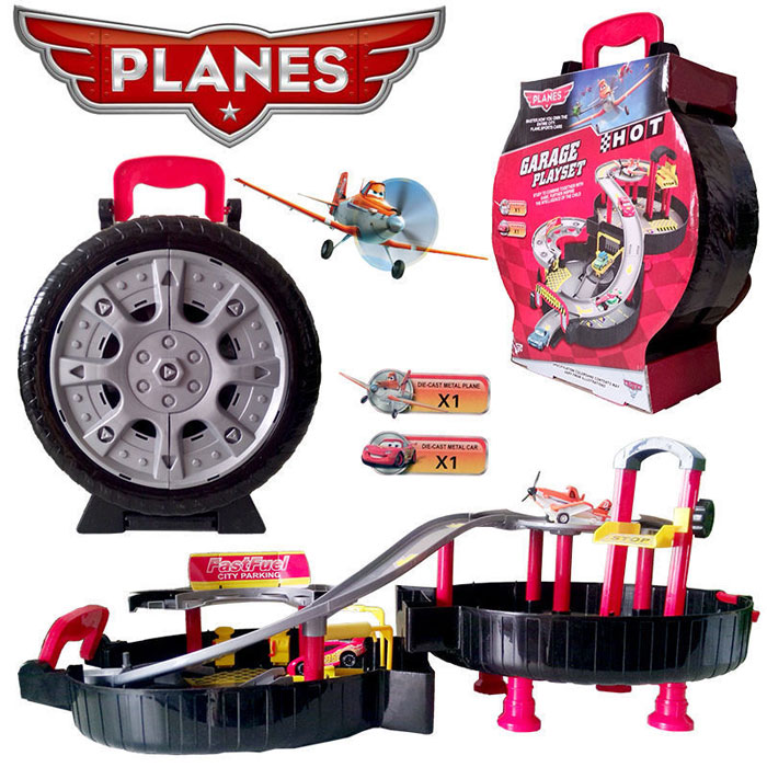 Garage Playset Toy Car Race Tracks With Die Cast Mcqueen Car &Amp; Plane