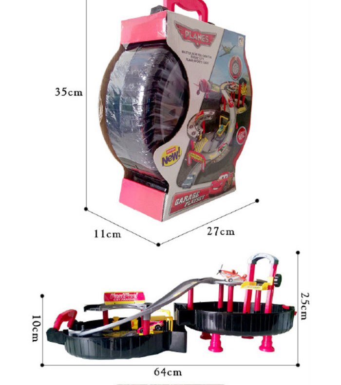 Garage Playset Toy Car Race Tracks With Die Cast Mcqueen Car &Amp; Plane