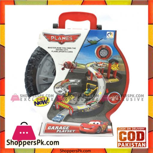 Garage Playset Toy Car Race Tracks with Die Cast Mcqueen Car & Plane