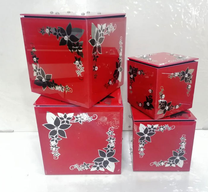 Glass Jewellery Box Set Of 4