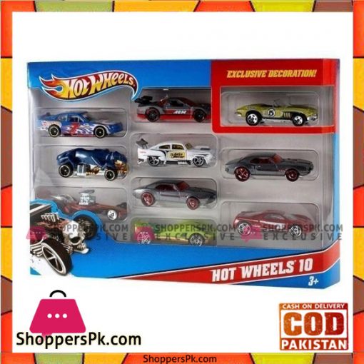 Hot Wheels Set of 10 Die Cast Cars Multicolours