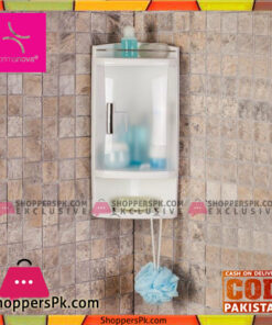 Primanova Multi Purpose Bathroom Corner Cabinet with 2 Open Shelves and 1 Shelf with Door S05