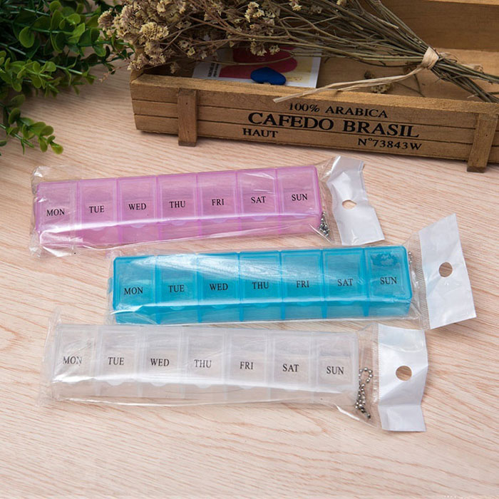 Rectangle Week 7 Day Clear Plastic Pill Box Organizer