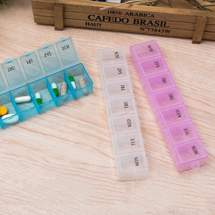 Rectangle Week 7 Day Clear Plastic Pill Box Organizer