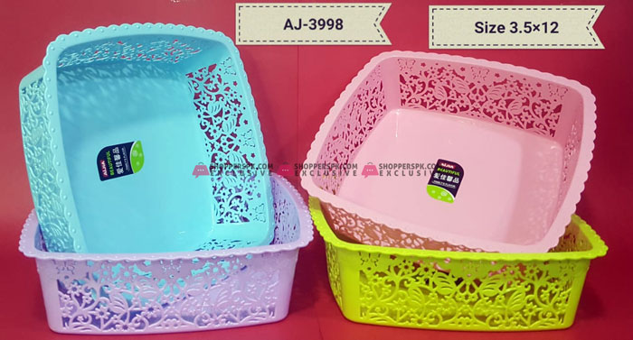 1 Pcs Plastic Fruit Basket Square 3.5 X 12 Inch