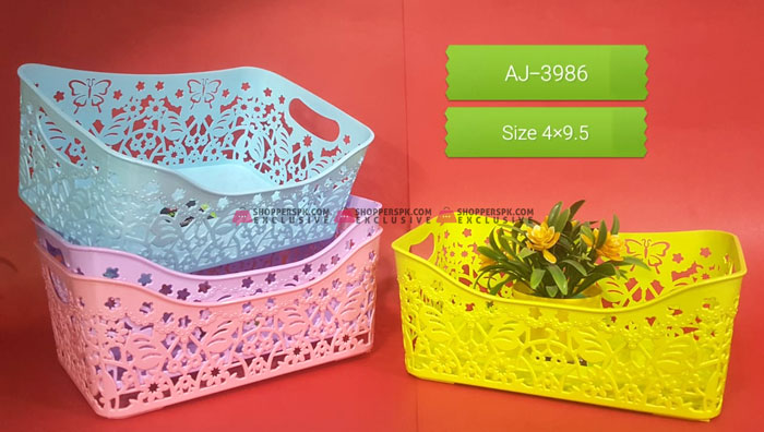 1-Pcs-Plastic Fruit Basket Rectangular 4 X 9.5 Inch