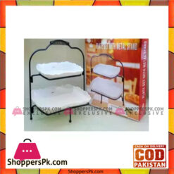 2 Tier Pastry Tray With Metal Stand