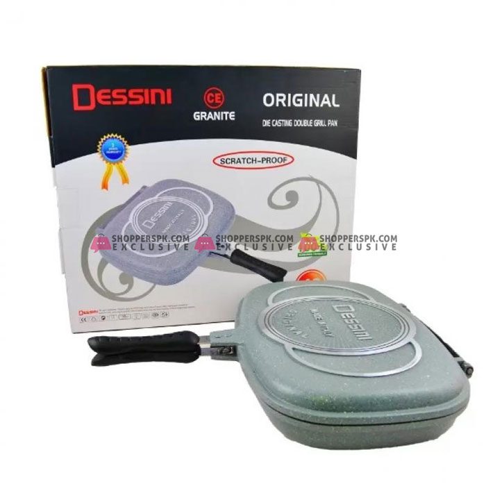 36Cm Dessini High Scratch-Proof Die Casting Double Grill Pan Grey