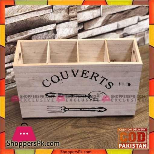 4 Compartment Wooden Cutlery Holder